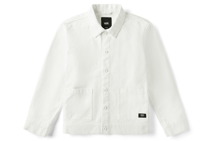 Vans White Embroidered Logo Back Polo Jacket VN0A4URFFS8