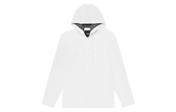 Vans White Hooded Outdoor Utility Jacket with Back Print and Multiple Pockets VN0A36JLYKW1