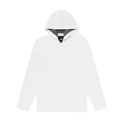 Vans White Hooded Outdoor Utility Jacket with Back Print and Multiple Pockets VN0A36JLYKW1