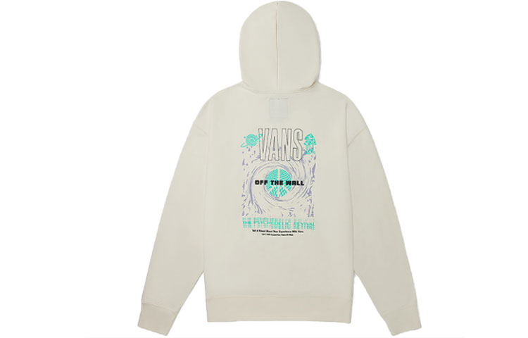 Vans White Spiral Letter Print Pullover Hoodie - Unisex Casual Style VN0A5H75FS8