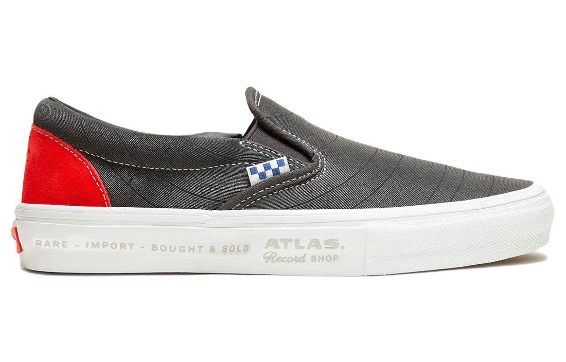 Order Sepatu Vans x Atlas Skate Slip-On 'Abu-Abu Merah Putih' VN0A5FCAYW3