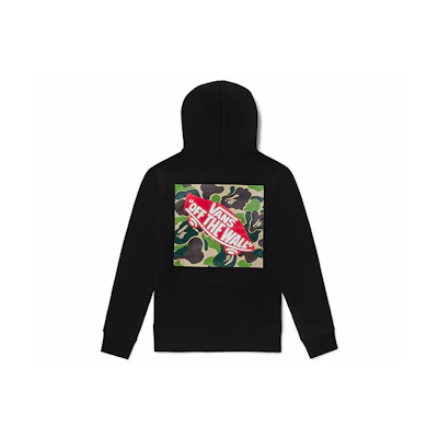 Vans BAPE Logo Fleece Pullover Sweatshirt Unisex Black Couple Edition VN0A7XKM448