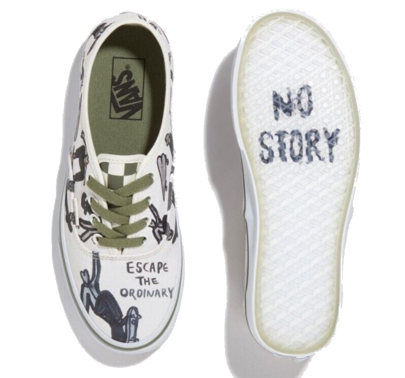 Shop Vans Authentic 防滑耐磨 低幫 板鞋 男女同款 白綠