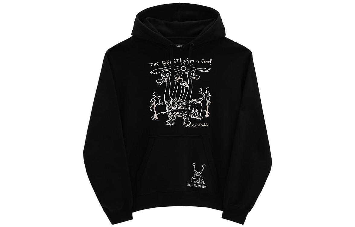 Vans Daniel Johnston Hoodie Black Unisex Cartoon Print Pullover Sweater VN0A7SFJBLK