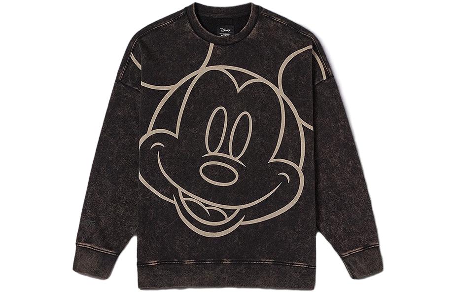 Vans Disney Collaboration Cartoon Letter Crewneck Sweatshirt Unisex Black VN000HD2BLK