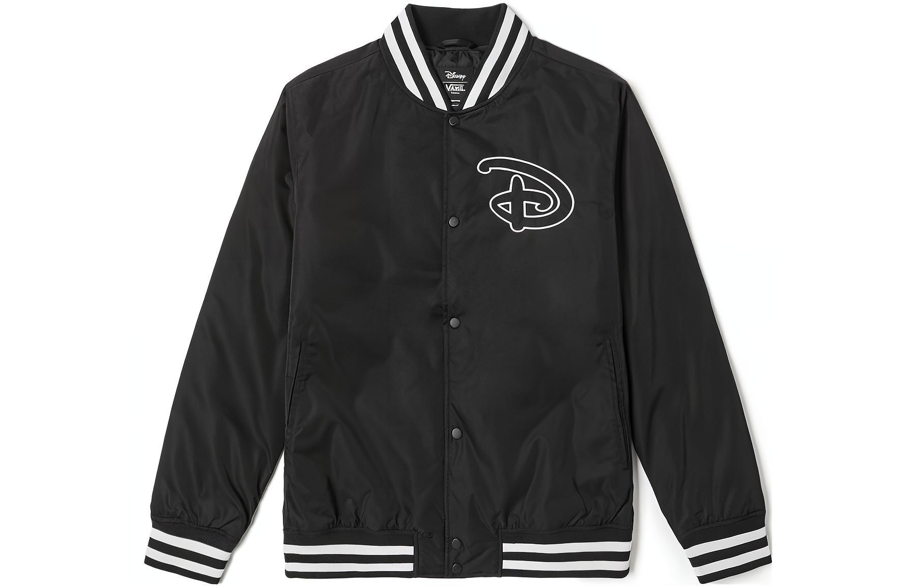 Vans x Disney FW23 Mickey Mouse Logo Printed Baseball Jacket Unisex Black VN000FZNBLK