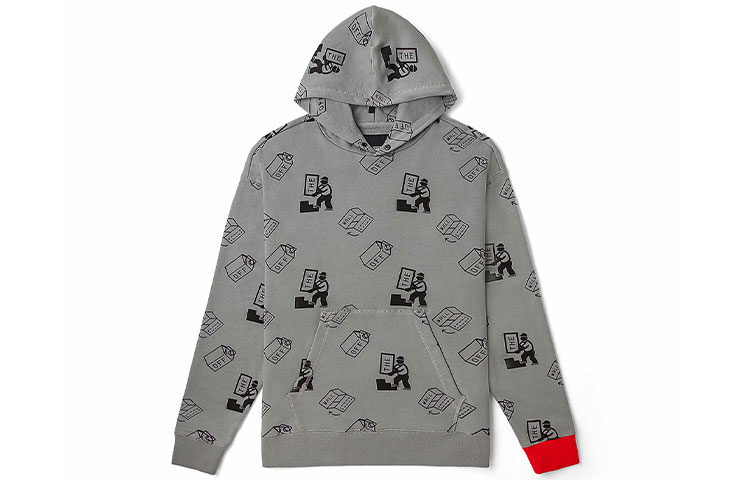 Vans KAZUKI Hoodie Grey All-Over Print Unisex Style VN0A5H6L944