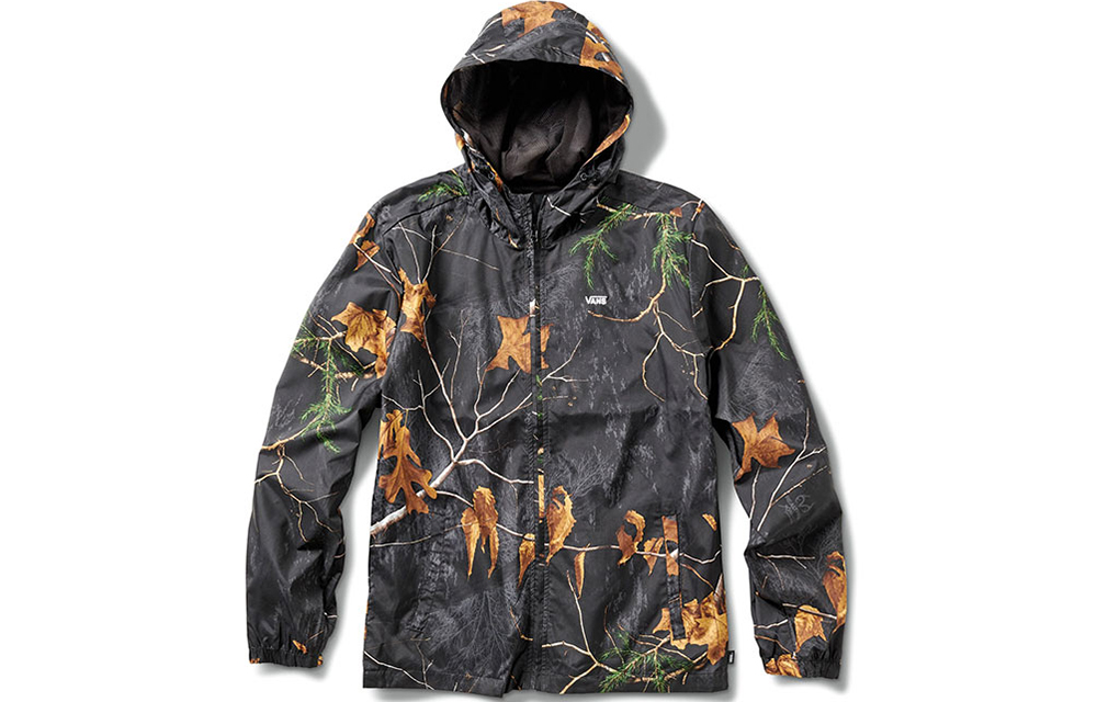 Vans Realtree Xtra Garnett Windbreaker Maple Leaf Print Hoodie Jacket Black VN0A4571ZSJ