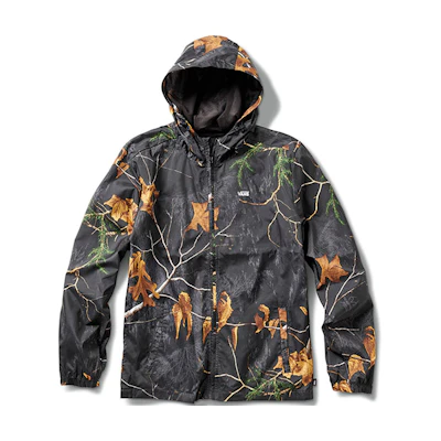 Vans Realtree Xtra Garnett Windbreaker Maple Leaf Print Hoodie Jacket Black VN0A4571ZSJ