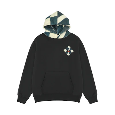 Vans ROKIT Black Retro Patchwork Logo Hoodie Unisex Long Sleeve Pullover VN0005X86RJ