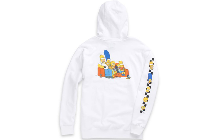 Vans The Simpsons Hoodie White - Cartoon Print Pullover Unisex Collaboration VN0A4RTPZZZ1