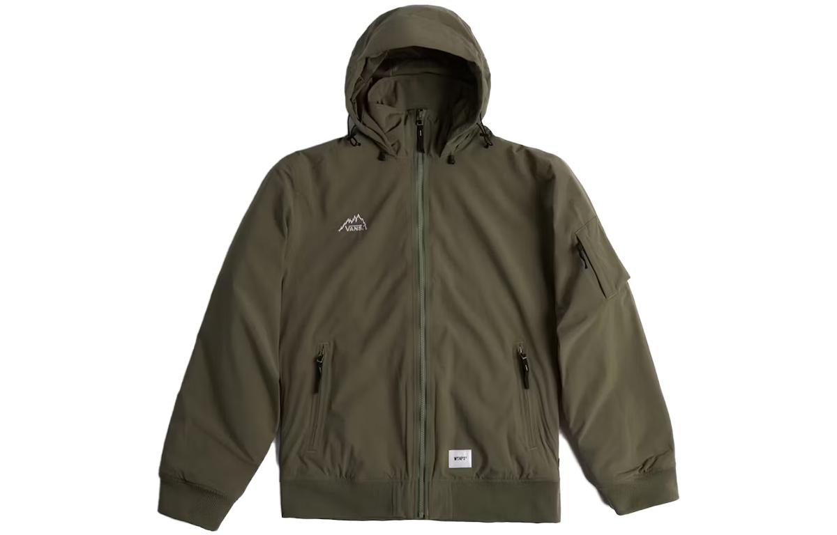 Order Vans x WTAPS MTE Logo Cetak Zip Hoodie Jaket Hijau Kolaborasi VN0A7SPPYLS1