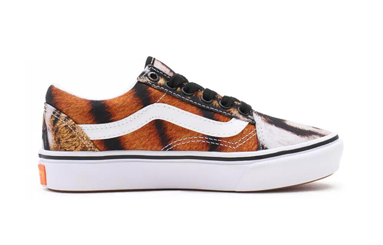 Order 中童 Y/Project x Vans Old Skool 聯名 魔術貼休閒虎紋 透氣耐磨防滑 低幫 兒童板鞋 棕色