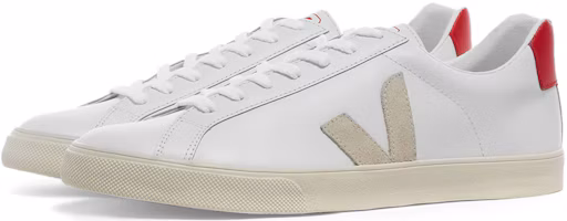 Order VEJA 皮革 系帶低幫圓頭 時尚板鞋 男女同款 白紅色