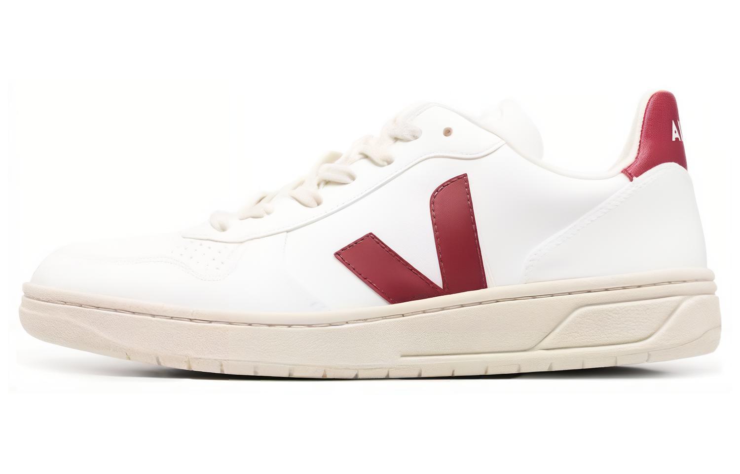 Buy VEJA V-10 皮革 舒適休閒 耐磨 低幫 板鞋 男款 白色
