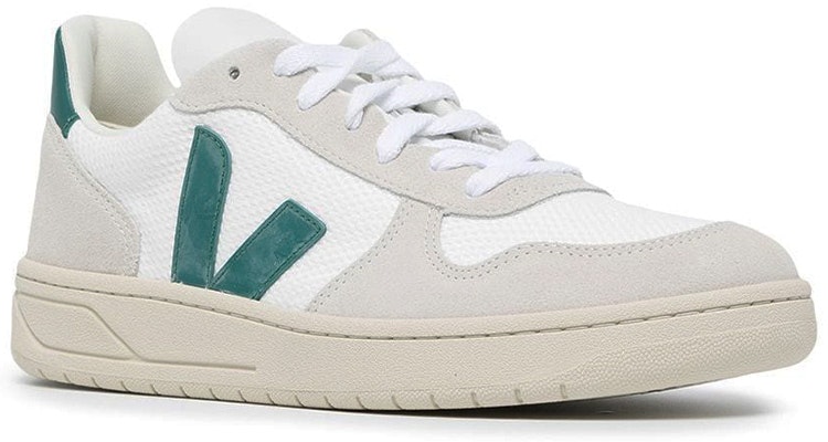 VEJA V-10 B-Mesh Lace-Up Sneakers 'White Beige Green' VX0102796 Order VEJA V-10 B-Mesh Lace-Up Sneakers 'White Beige Green' VX0102796