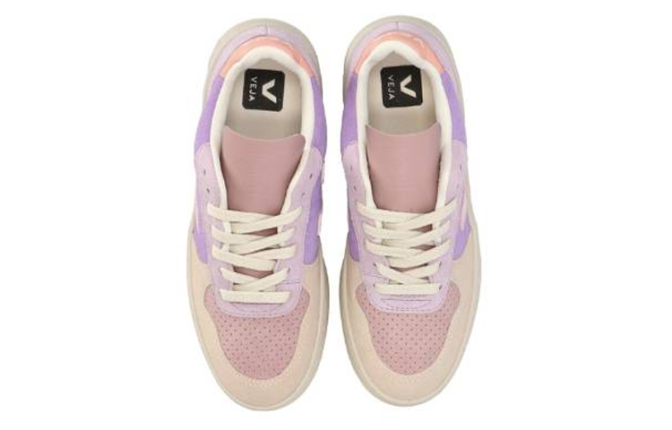 Lookbook VEJA V-10 皮革 低筒綁帶 時尚板鞋 女款 粉紫色