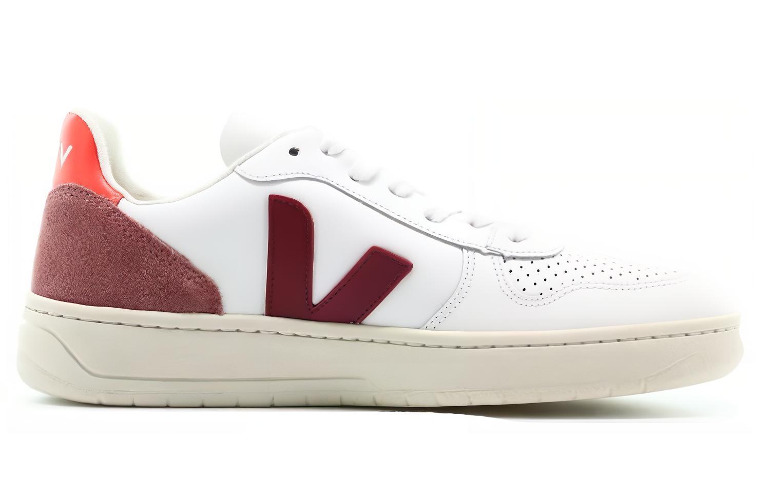 Order Sneakers VEJA V-10 'White Marsala' dengan Tali Sepatu. VX021944