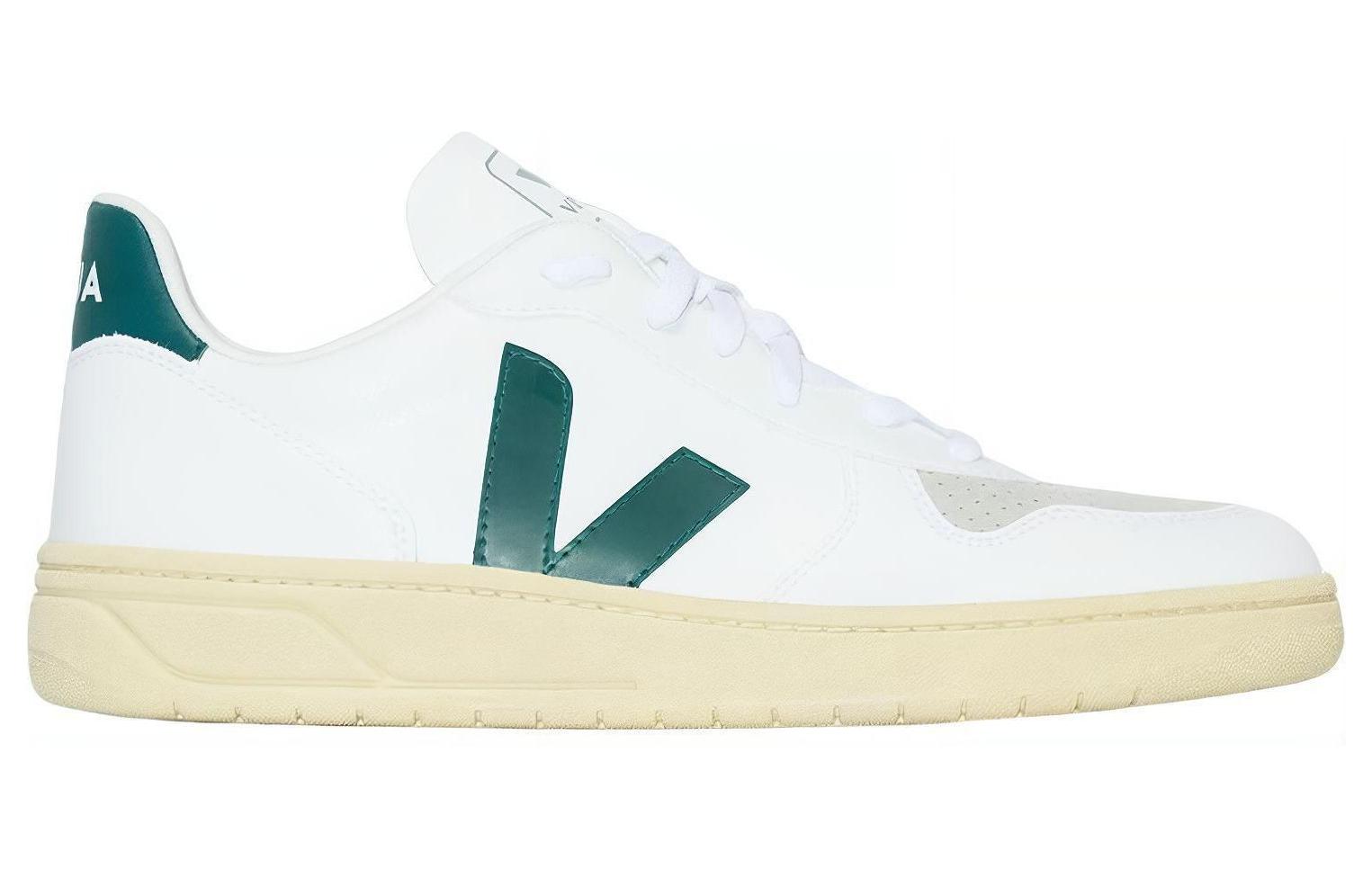 Order VEJA V-10 系带运动鞋 '白色 深绿色' VX072733
