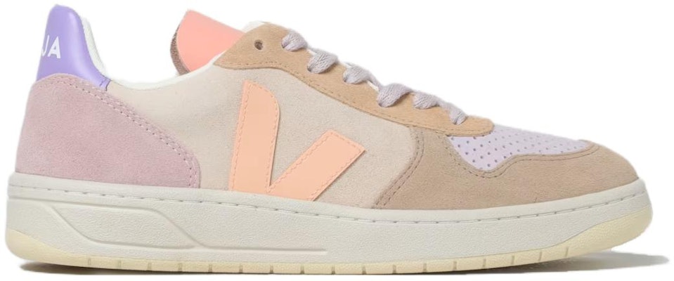VEJA V-10 Lace-Up Suede Sneakers 'Beige Yellow Pink' VX0302908 Order VEJA V-10 Lace-Up Suede Sneakers 'Beige Yellow Pink' VX0302908