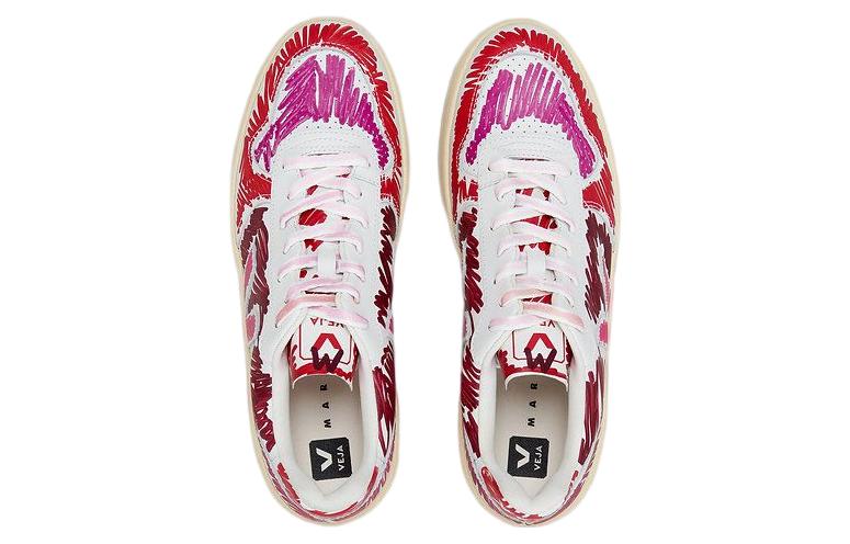 Lookbook VEJA V-10 皮革 x Marni 火星红拼色多色鞋 VXMS-2899B-V1020-00R82