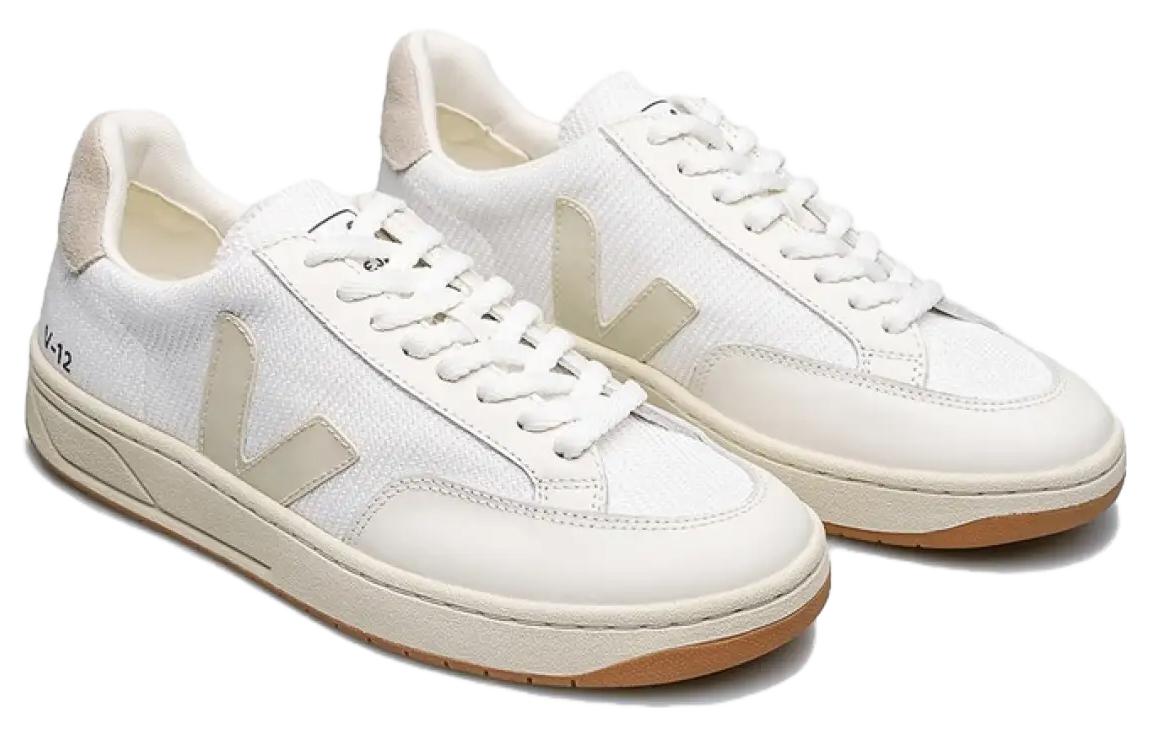 Lookbook VEJA V-12 網布 圓頭平底 低筒 帆布鞋 男女款 白色