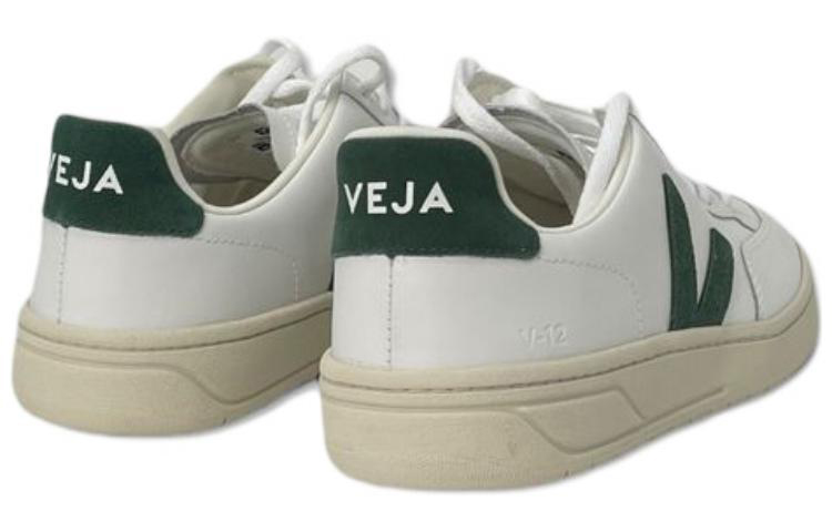 Shop VEJA V-12 白绿真皮运动鞋 XD202336