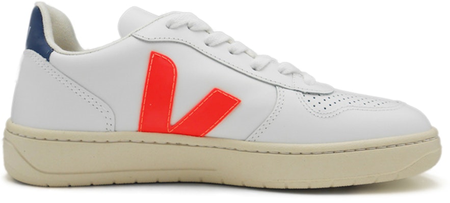 VEJA V-10 Leather 'White Orange Fluo Combalt' VX022136 Order VEJA V-10 Leather 'White Orange Fluo Combalt' VX022136