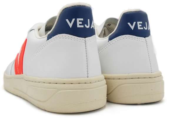 VEJA V-10 Kulit 'Putih Oranye Fluo Kombinasi Biru' VX022136 Purchase VEJA V-10 Kulit 'Putih Oranye Fluo Kombinasi Biru' VX022136