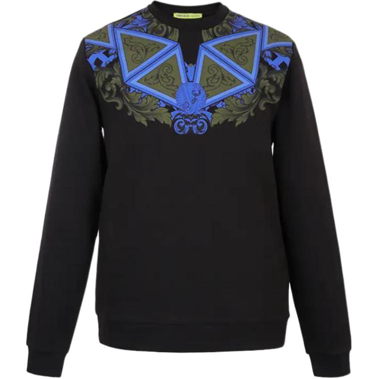 Versace  Abstract Print Pullover Sweatshirt Men’s Blue Black B7GSB7FE-30175-L35
