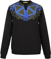 Versace Abstract Print Pullover Sweatshirt Men’s Blue Black B7GSB7FE-30175-L35 Versace Abstract Print Pullover Sweatshirt Men’s Blue Black B7GSB7FE-30175-L35
