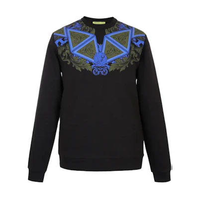 Versace Abstract Print Pullover Sweatshirt Men’s Blue Black B7GSB7FE-30175-L35