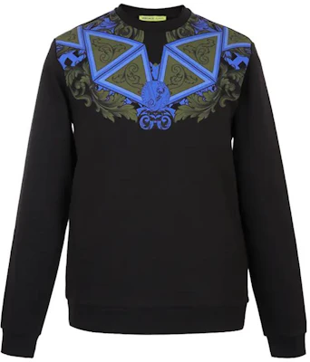 范思哲 男士蓝黑抽象印花套头卫衣 B7GSB7FE-30175-L35 Order 范思哲 男士蓝黑抽象印花套头卫衣 B7GSB7FE-30175-L35