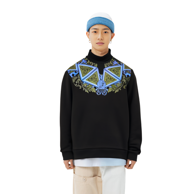 Purchase 范思哲 男士蓝黑抽象印花套头卫衣 B7GSB7FE-30175-L35