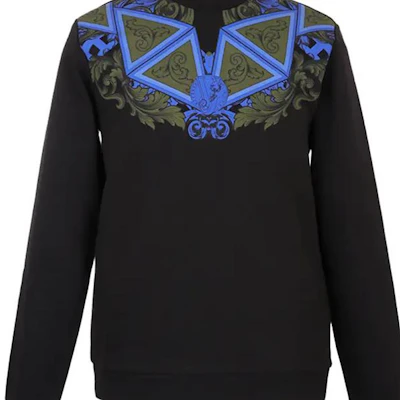 范思哲 男士蓝黑抽象印花套头卫衣 B7GSB7FE-30175-L35 Details for 范思哲 男士蓝黑抽象印花套头卫衣 B7GSB7FE-30175-L35