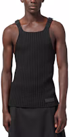 Shop VERSACE Black Buckle Knit Tank Top Slim-Fit Sleeveless Vest 10111141-A08069-1B000