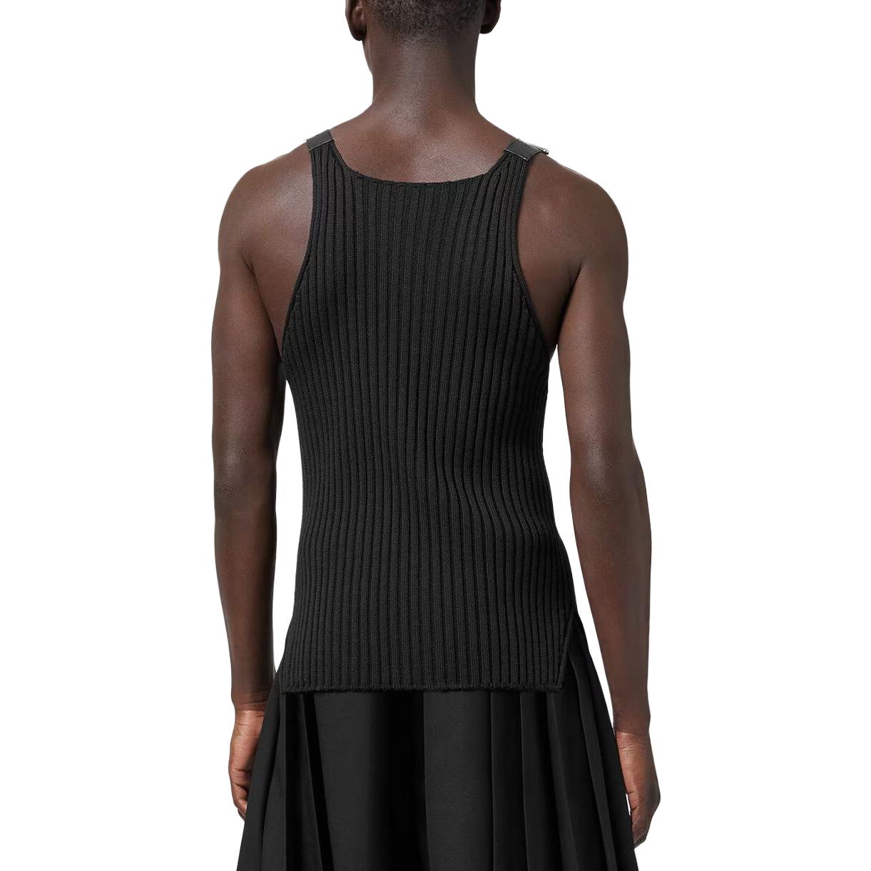 Purchase VERSACE  Black Buckle Knit Tank Top Slim-Fit Sleeveless Vest 10111141-A08069-1B000