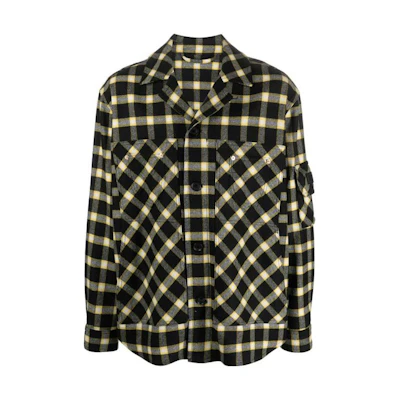 VERSACE Black Checkered Cuban Collar Long Sleeve Shirt 1010265-1A07963-2B710