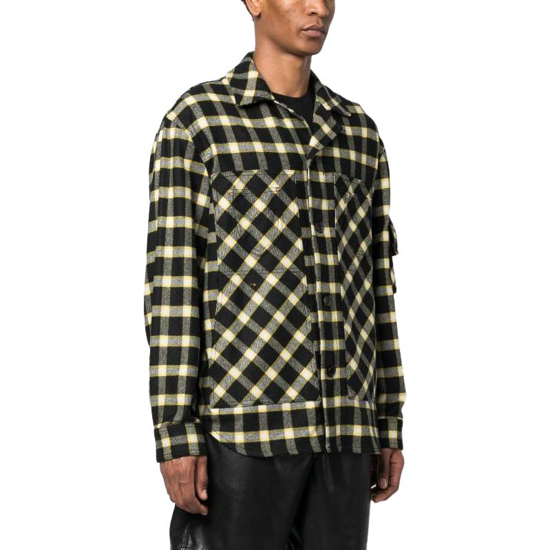 Purchase VERSACE 黑色格紋古巴領長袖襯衫 1010265-1A07963-2B710