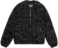 VERSACE Black Colorblock Logo Print Puffer Jacket with Hood and Zipper. E75GAUD02-ECQD74-E899 VERSACE Black Colorblock Logo Print Puffer Jacket with Hood and Zipper. E75GAUD02-ECQD74-E899