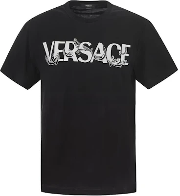 VERSACE Camiseta Negra de Manga Corta con Diseño de Letras Estampadas 1006974-1A04949-1B000 Buy VERSACE Camiseta Negra de Manga Corta con Diseño de Letras Estampadas 1006974-1A04949-1B000