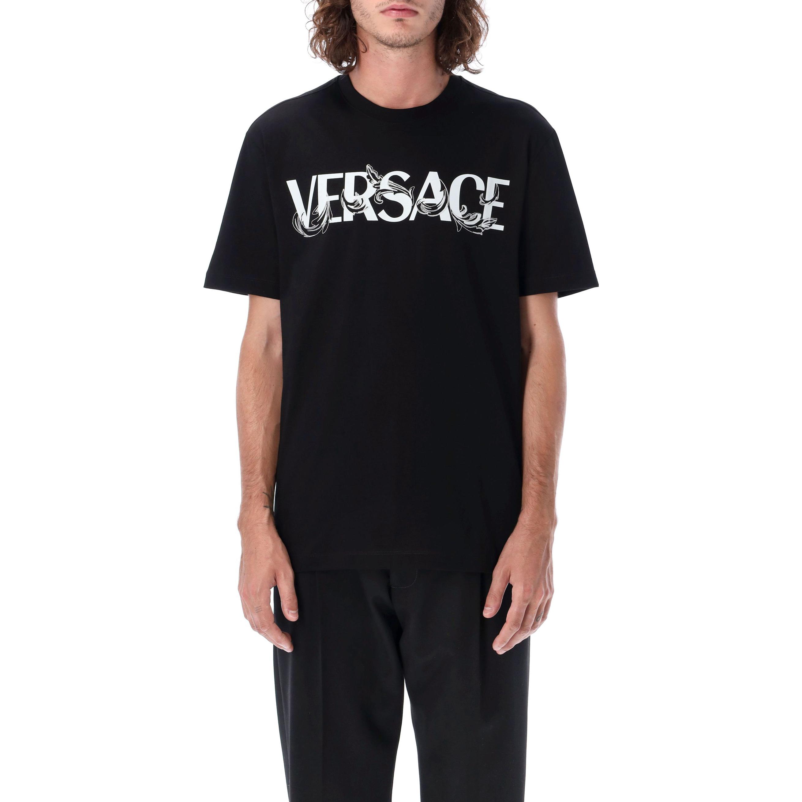 VERSACE  Black Crewneck Short Sleeve T-Shirt with Letter Print Design 1006974-1A04949-1B000 圖 4
