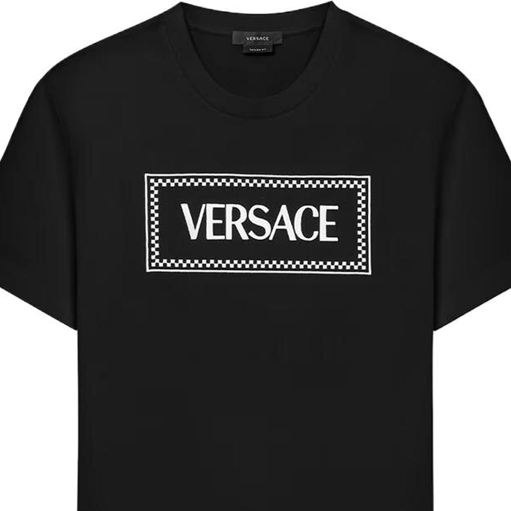 Versace  Black Crewneck T-Shirt with Embroidered Logo Patch 1011694-1A08584-1B000 圖 6