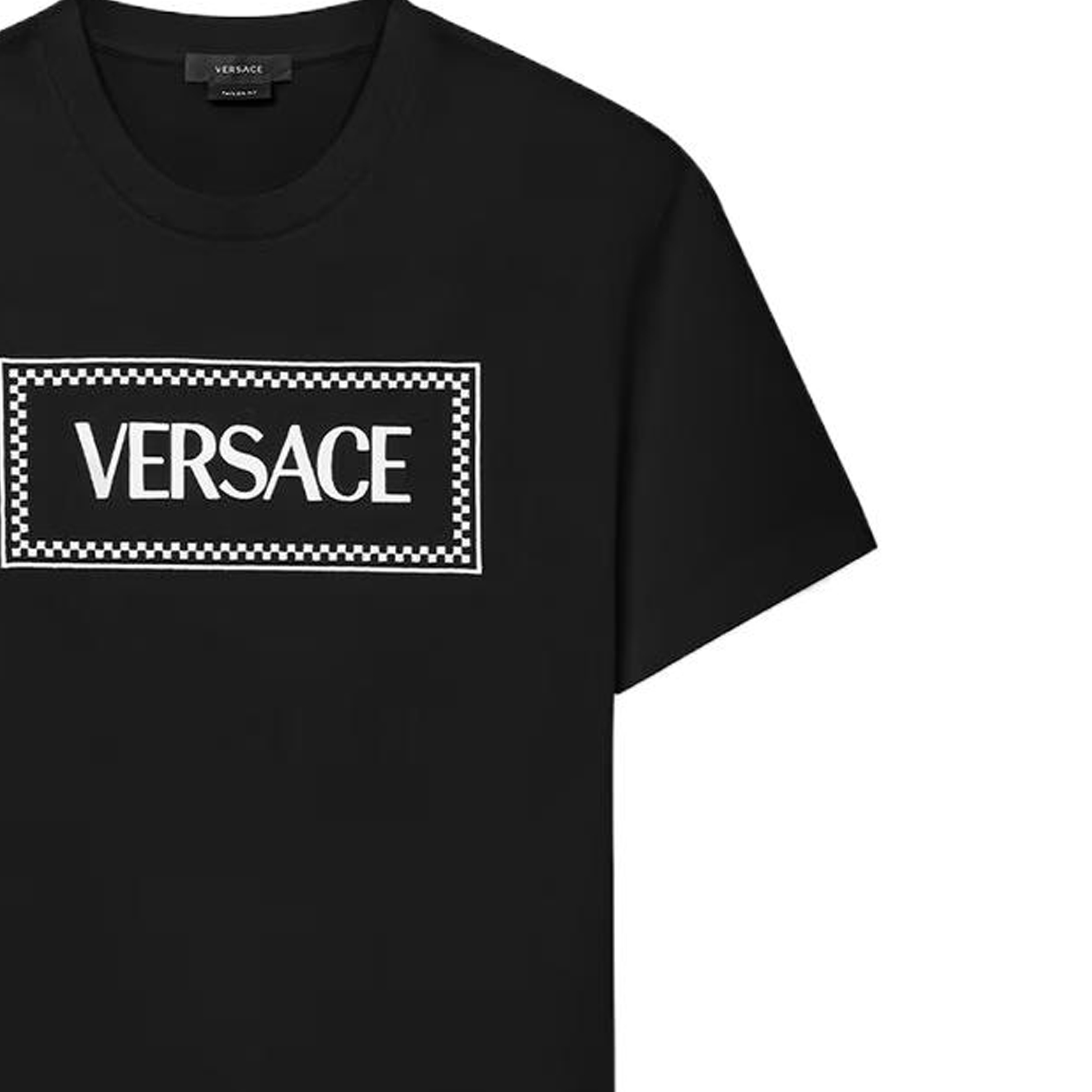 Versace  Black Crewneck T-Shirt with Embroidered Logo Patch 1011694-1A08584-1B000 圖 7
