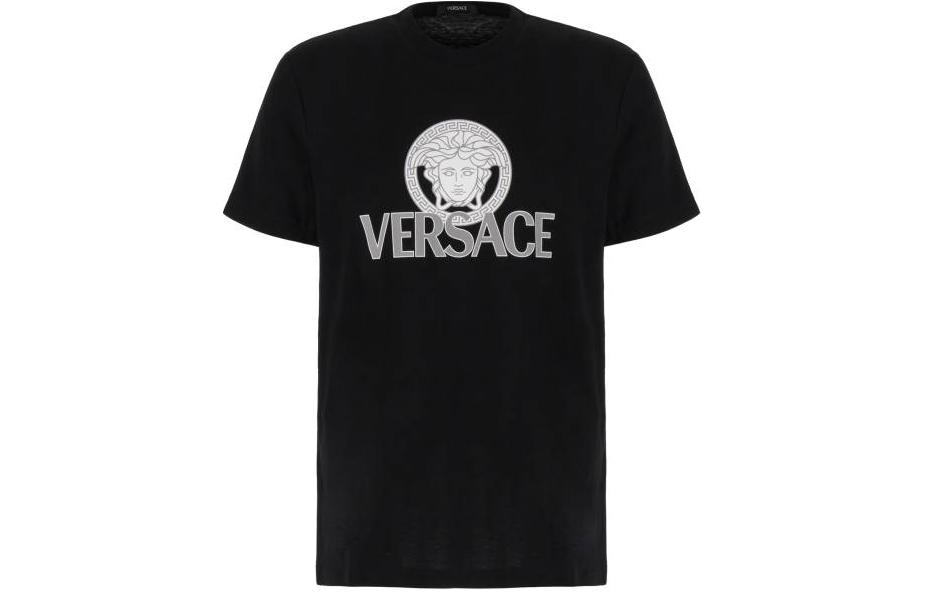 Order VERSACE 黑色短袖印花圓領T恤 常規版型 1014226-1A10088-1B000