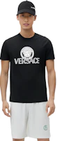 Shop VERSACE 黑色短袖印花圓領T恤 常規版型 1014226-1A10088-1B000