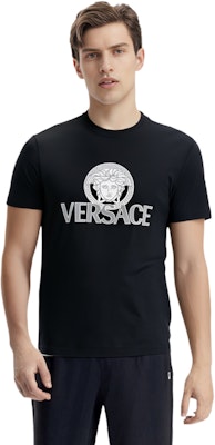 VERSACE 黑色短袖印花圓領T恤 常規版型 1014226-1A10088-1B000 Purchase VERSACE 黑色短袖印花圓領T恤 常規版型 1014226-1A10088-1B000