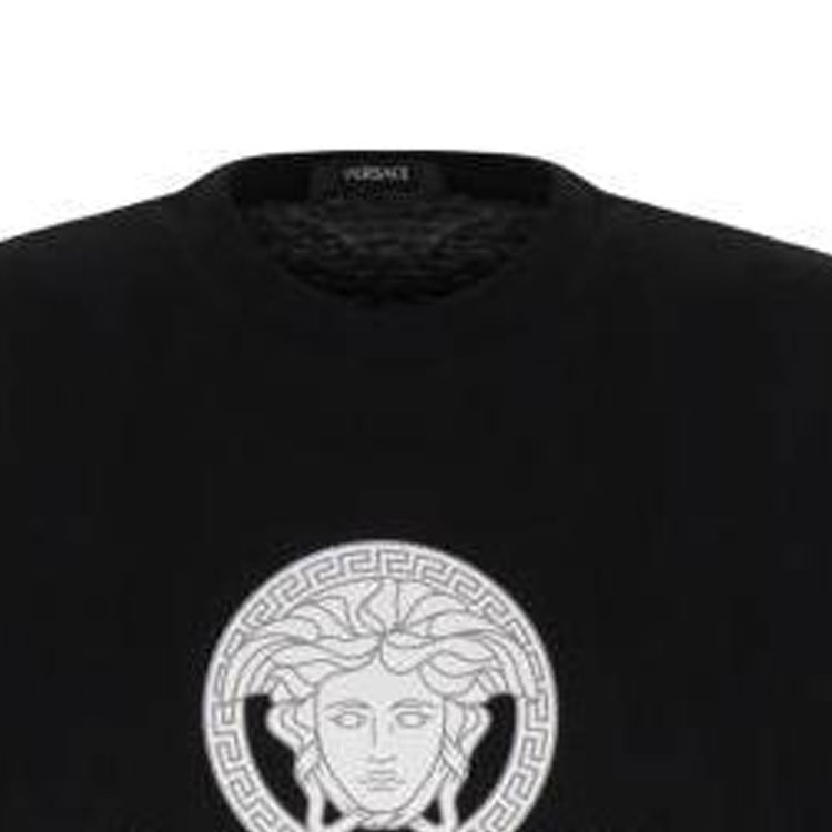 Details for VERSACE 黑色短袖印花圓領T恤 常規版型 1014226-1A10088-1B000