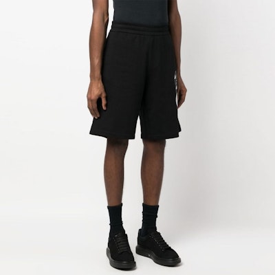VERSACE Black Elastic Straight Shorts with Graphic Print. 1008537-1A06119-1B000 Purchase VERSACE Black Elastic Straight Shorts with Graphic Print. 1008537-1A06119-1B000