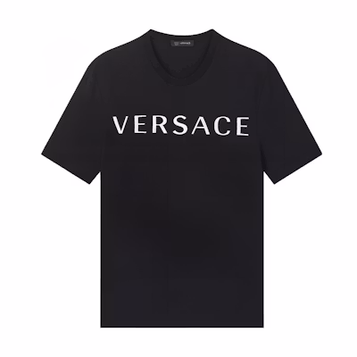VERSACE Black Embroidered Logo Crew Neck T-Shirt A87021S-A230901-A99C